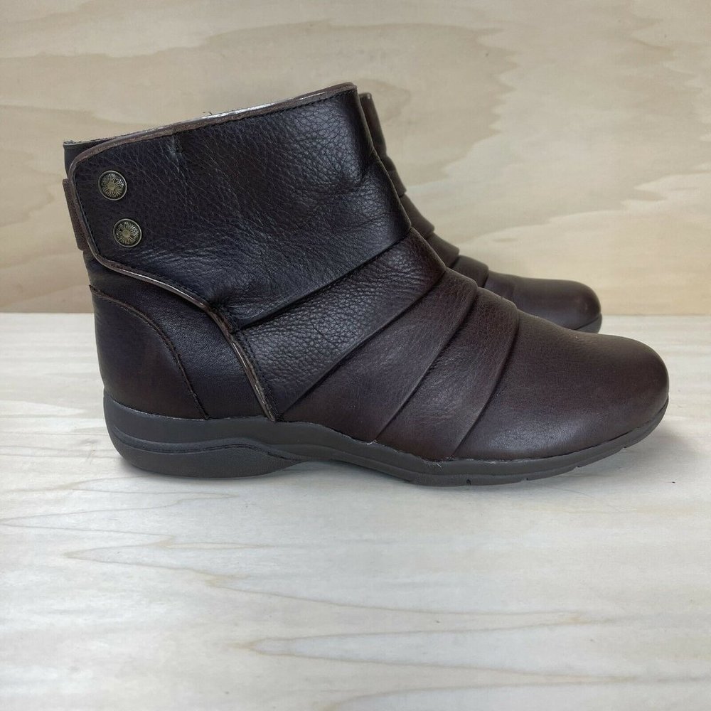 Skechers Womens Leather Baggy Ankle Boots Side Zip Brown 49200 Size 7.5